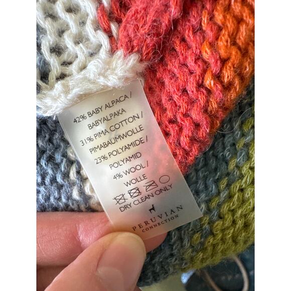 PERUVIAN CONNECTION High Plains Knit Jacket Aztec Print Fringe  M/L - Picture 9 of 9